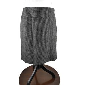LOFT ANN TAYLOR BLACK TWEED STRAIGHT ABOVE KNEE SKIRT BUSINESS OFFICE WEAR SZ 10